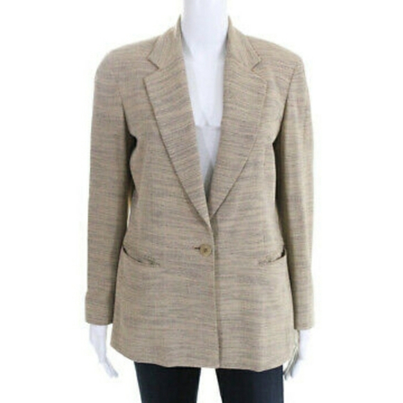 Emanuel Emanuel Ungaro Beige Single Button Blazer Sz. 8 - Picture 4 of 7